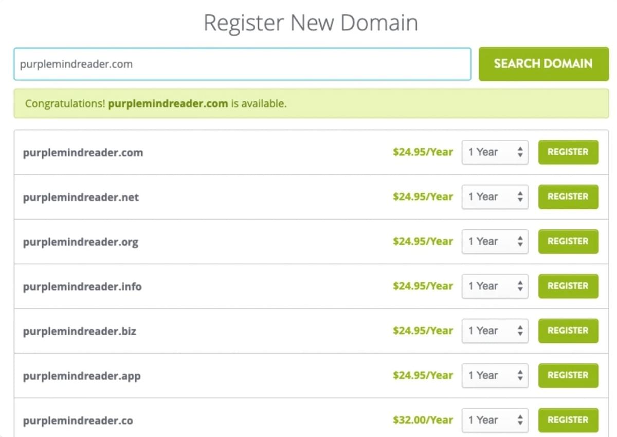 Domein Kiezen met Strikingly