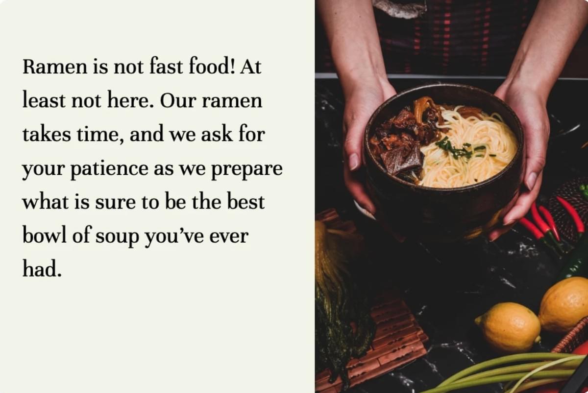 Template de Restaurante de Ramen da Strikingly