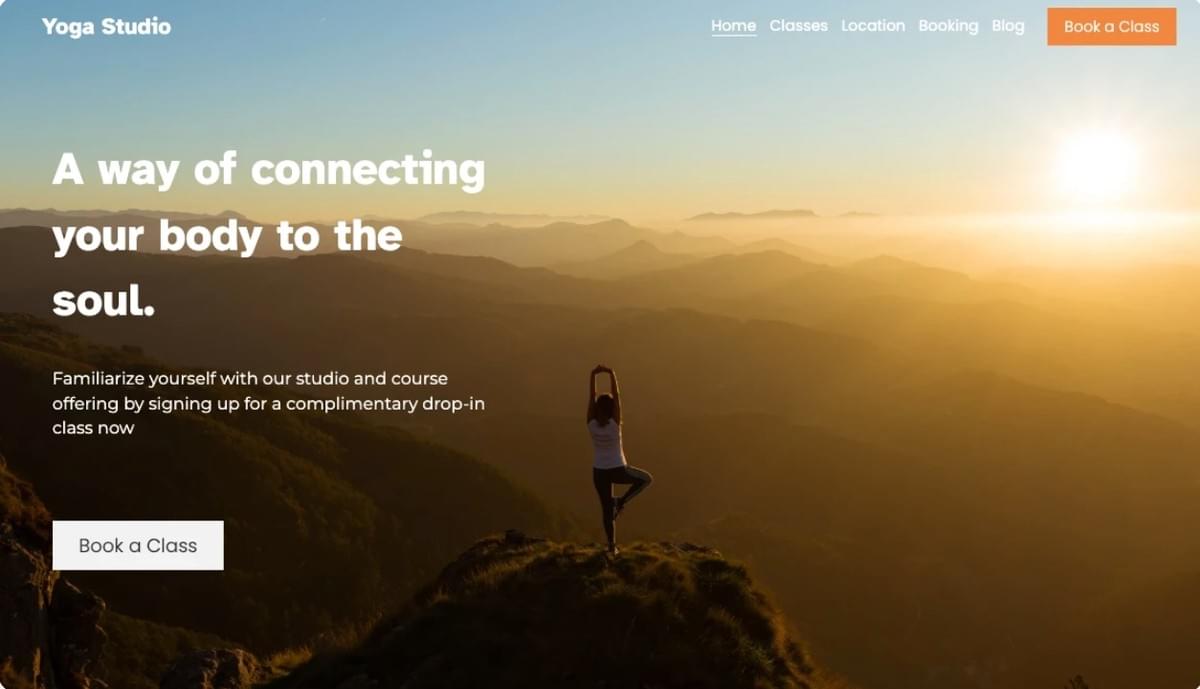 Modelo de Estúdio de Yoga da Strikingly