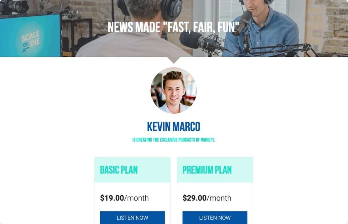 Modelo de Podcast da Strikingly