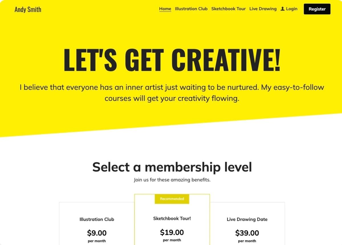 Vamos Usar o Modelo Criativo do Strikingly