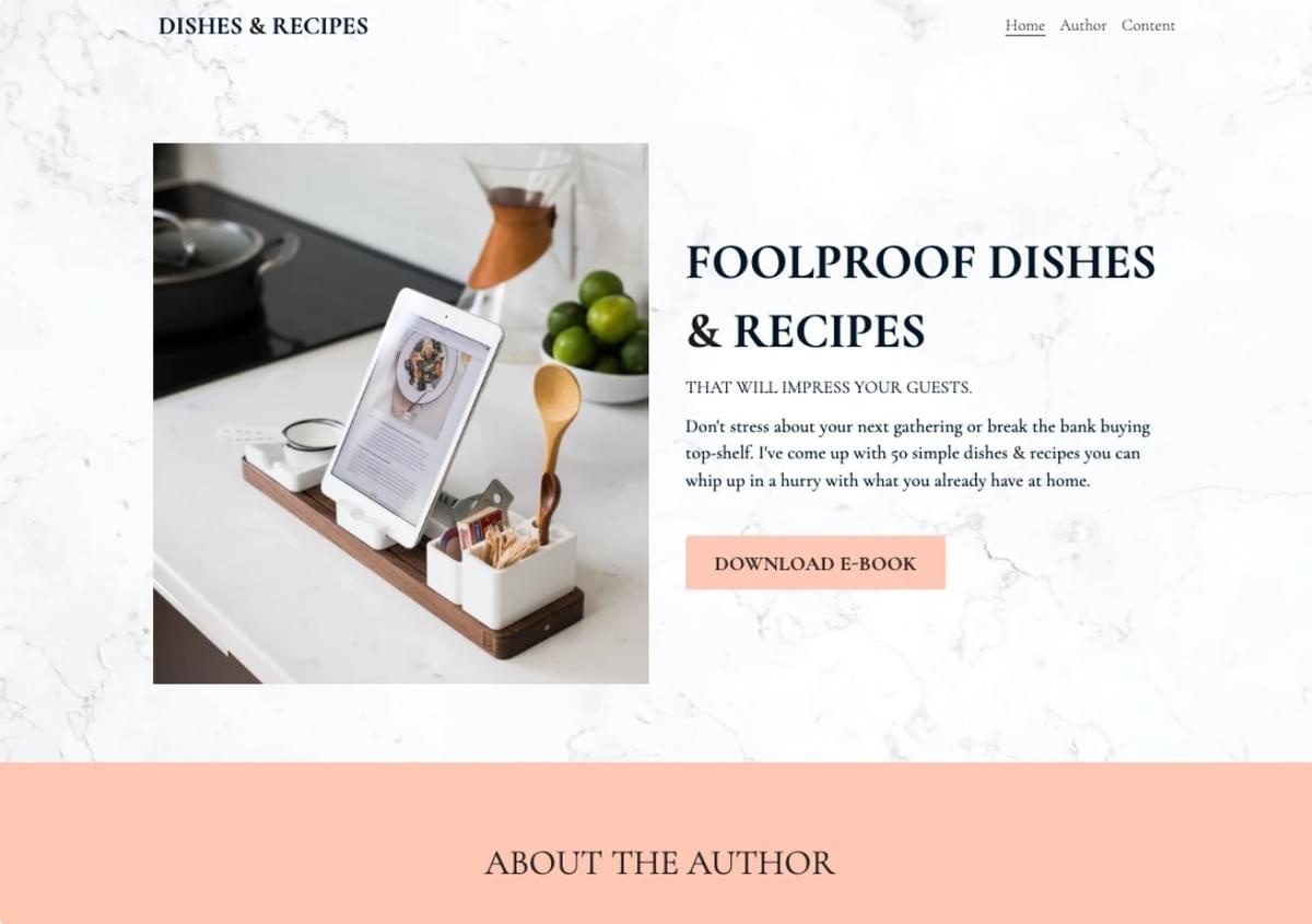 Template de Pratos & Receitas da Strikingly