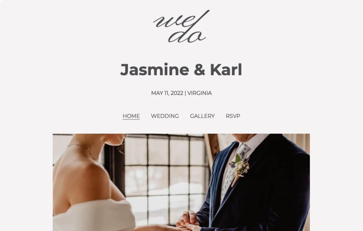 Jasmine & Karl Hochzeit Vorlage von Strikingly