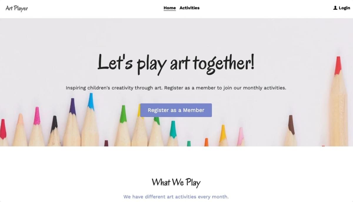 Modelo ArtPlayer da Strikingly
