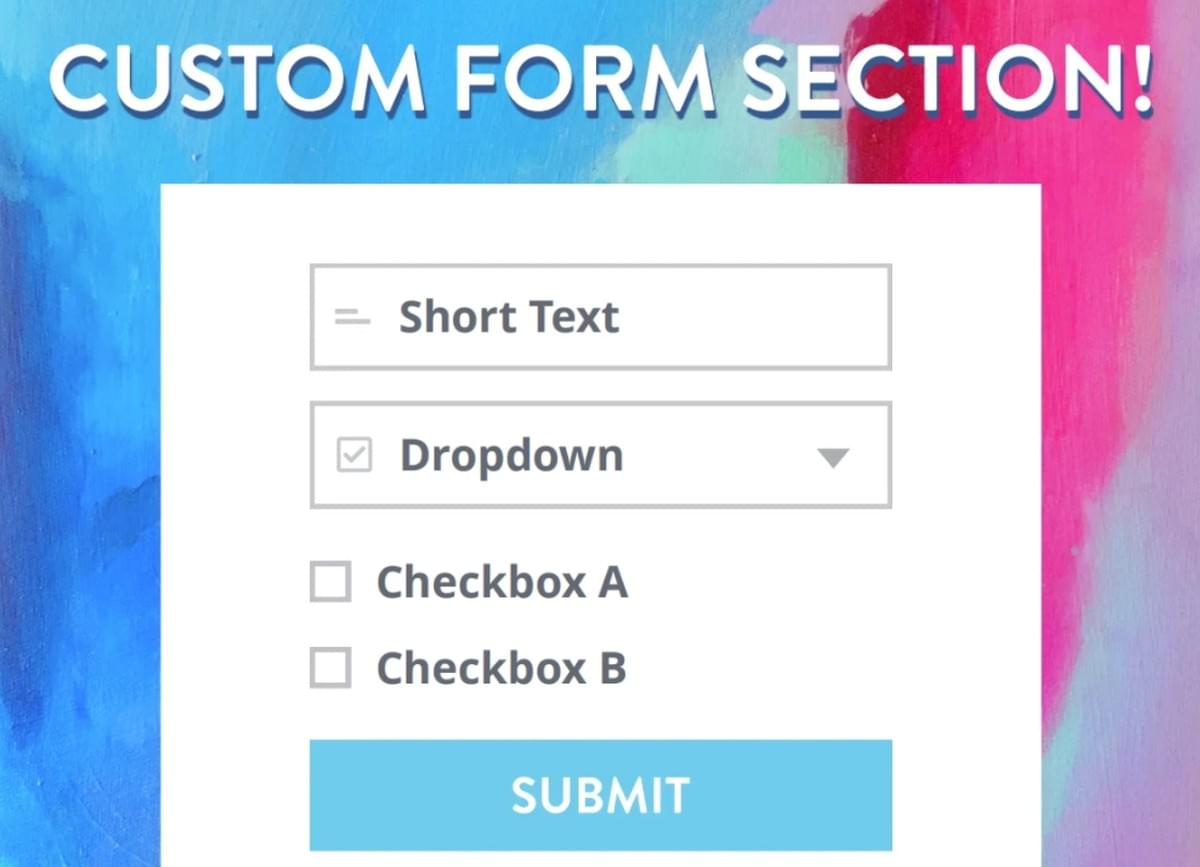 Strikingly aangepaste sectie voor formulieren