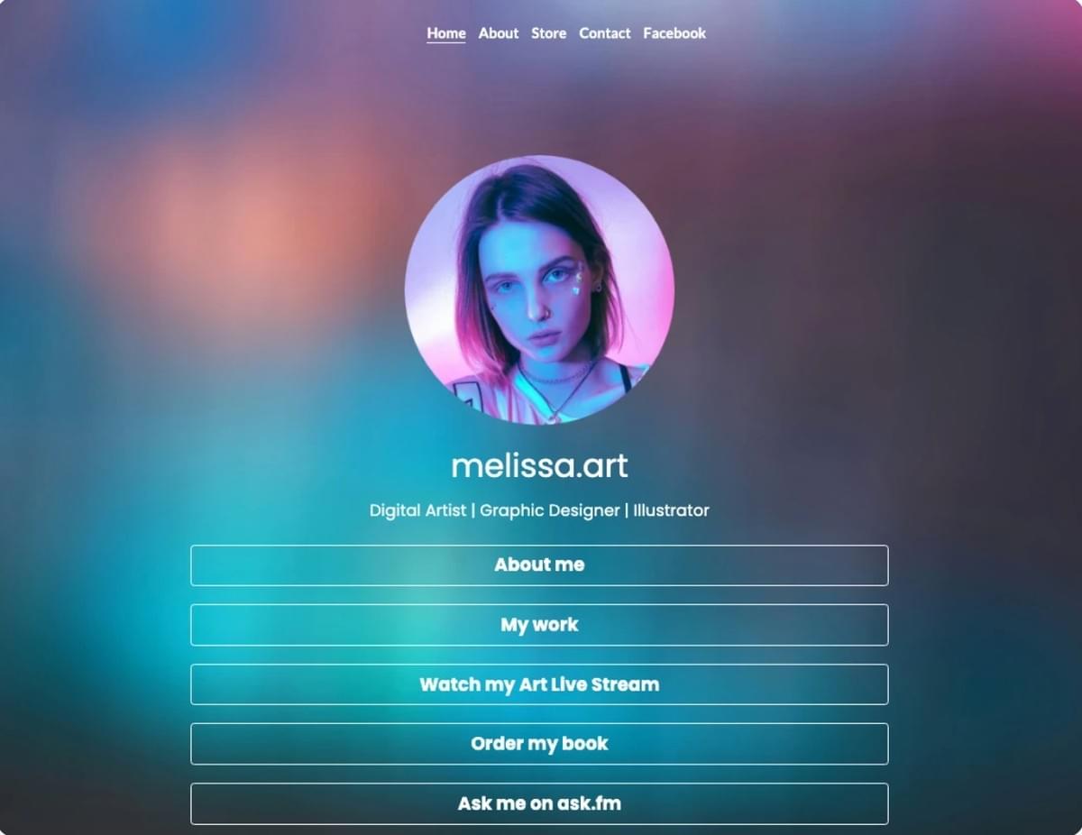 Template Melissa.Art da Strikingly