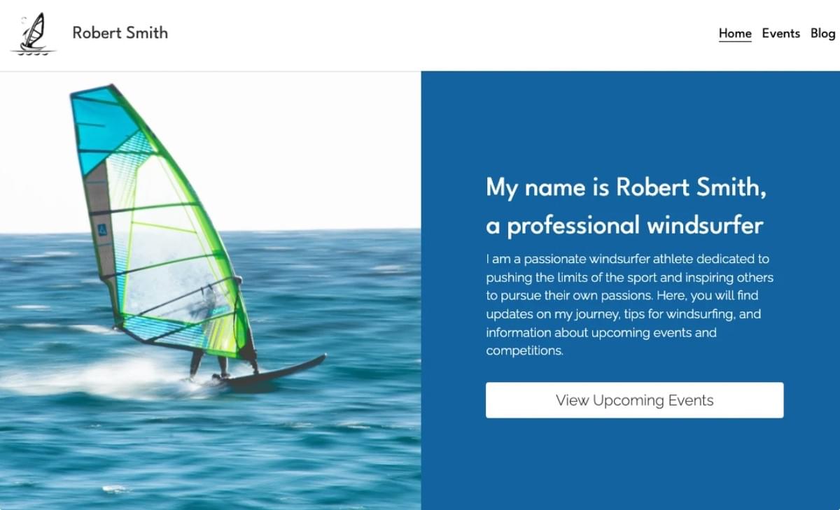 Modelo Windsurfer da Strikingly