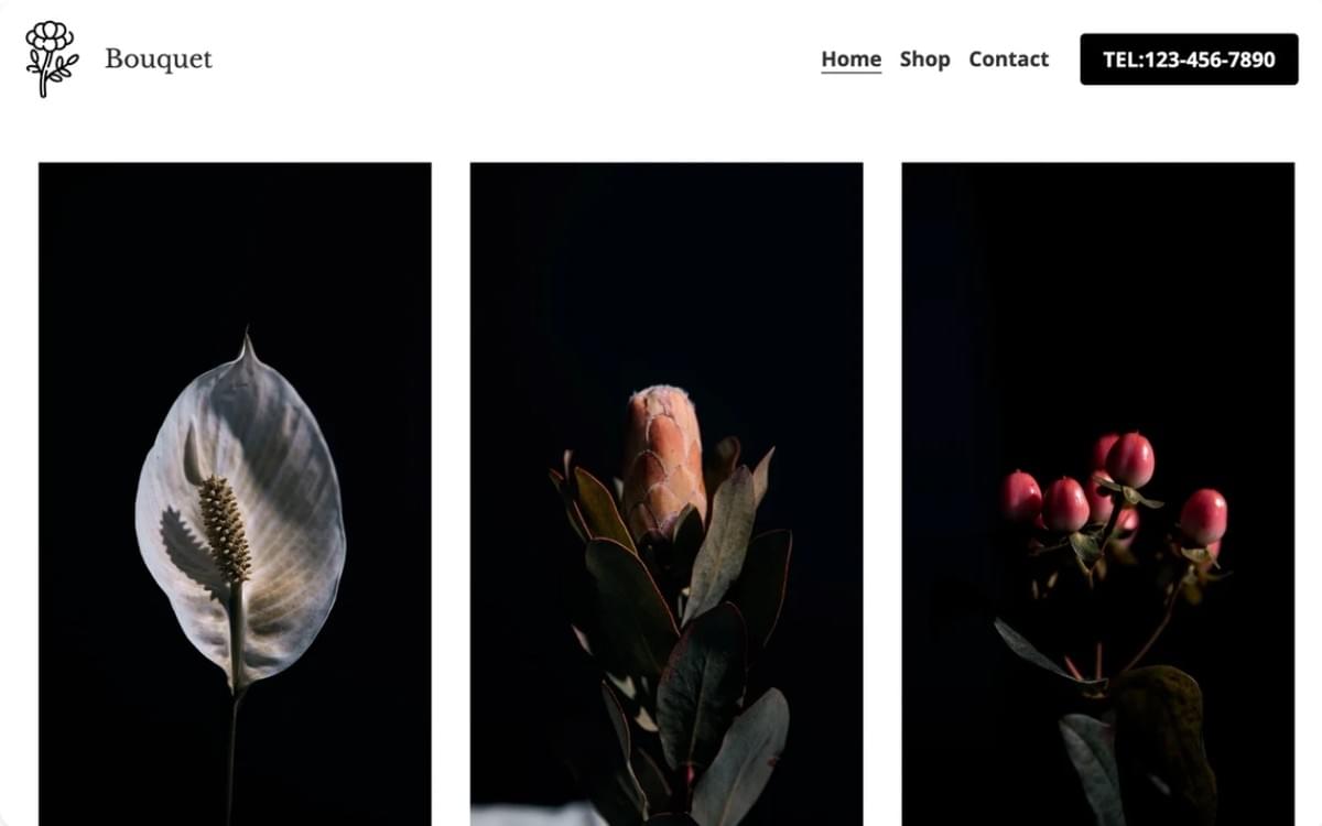 Bouquet-sjabloon van Strikingly