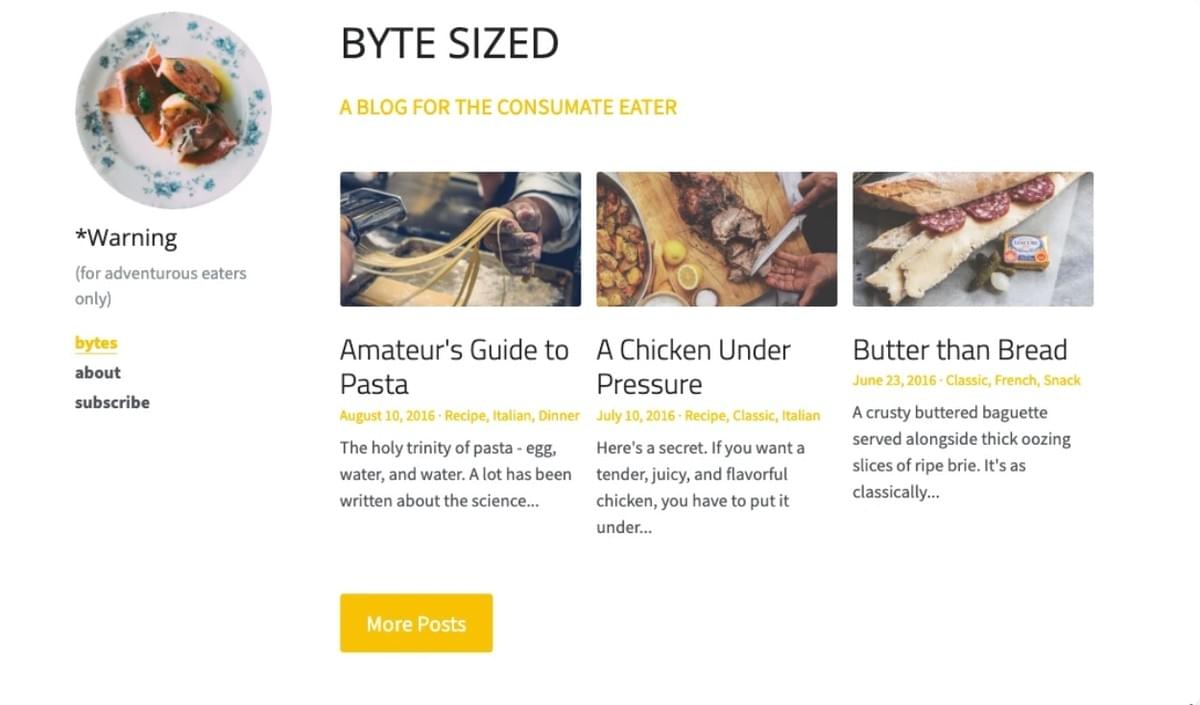 Byte Sized Blog Sjabloon van Strikingly