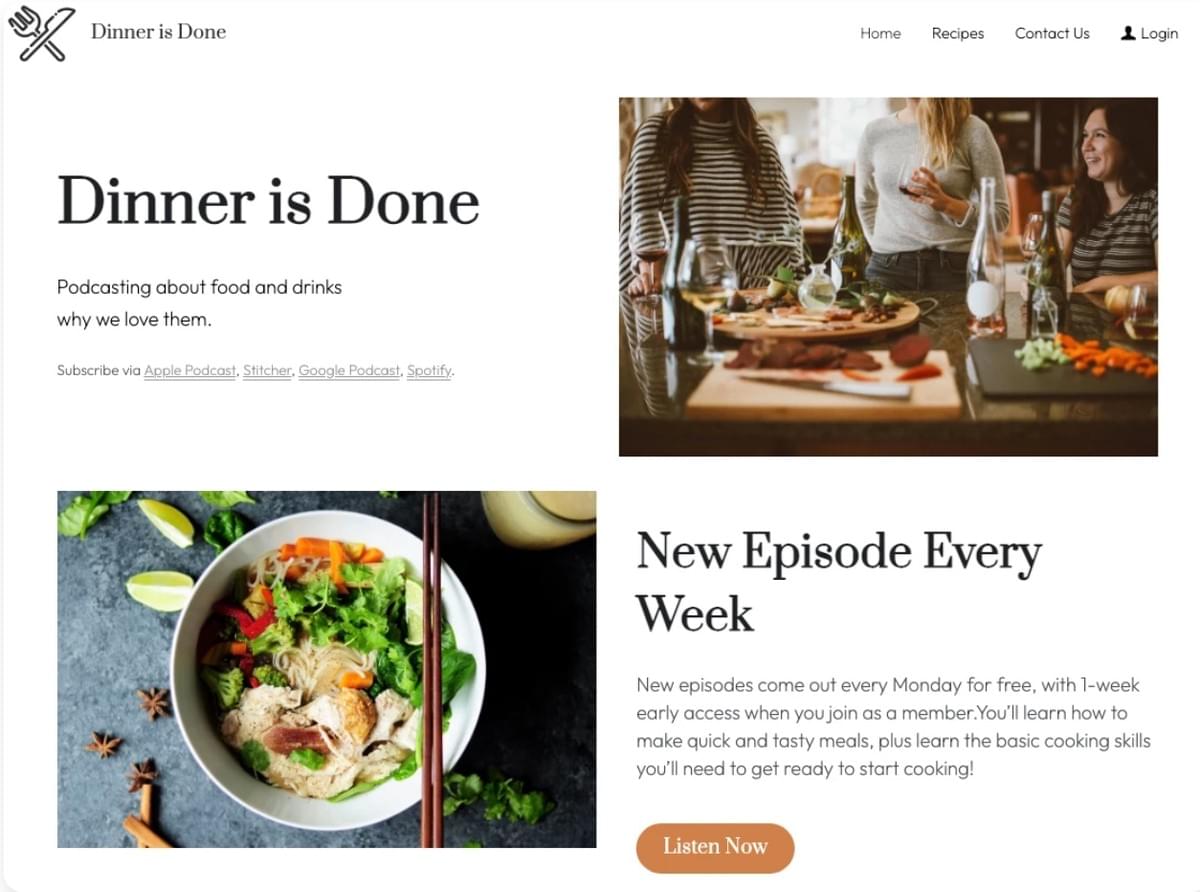 Das Abendessen ist fertig Blog Vorlage