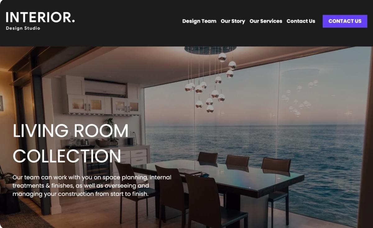 Modelo de interiores da Strikingly