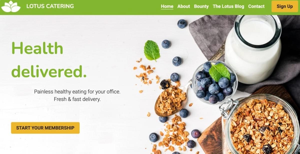Template Lotus Catering do Strikingly