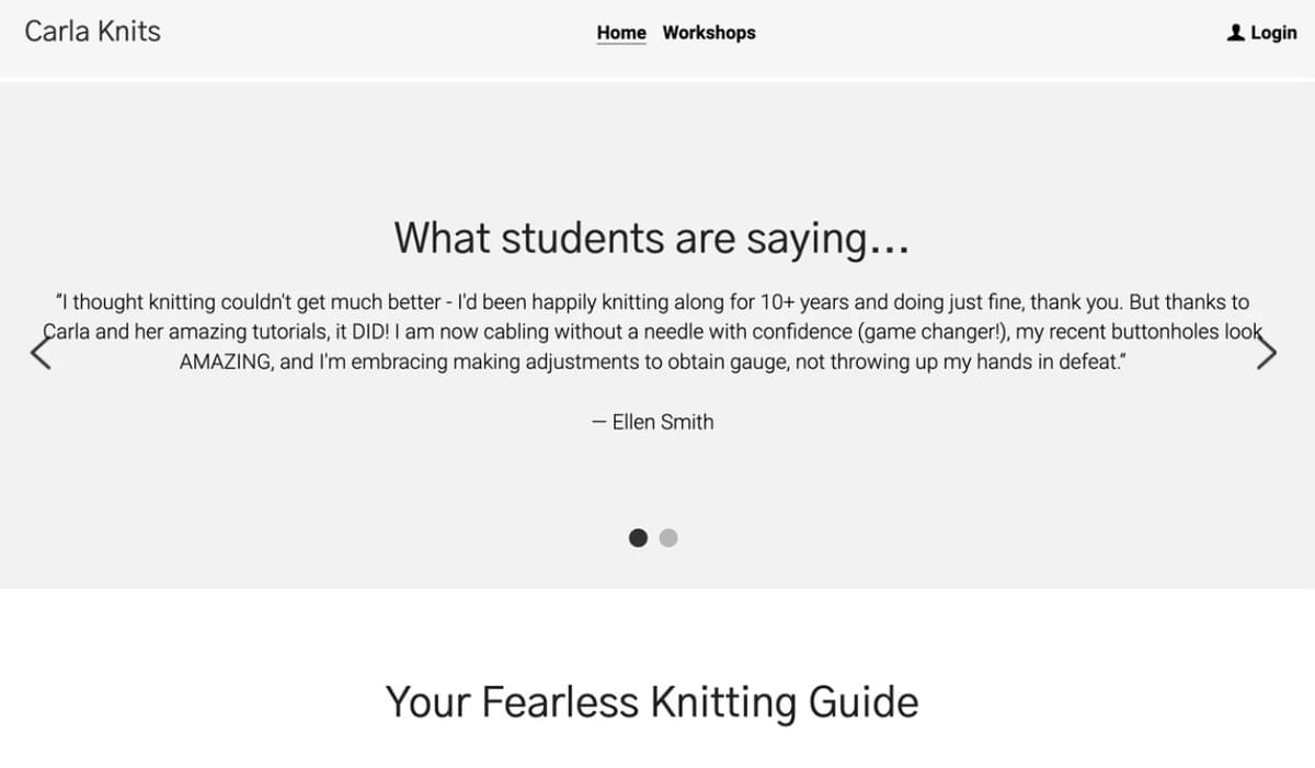 Carla Knits Template van Strikingly