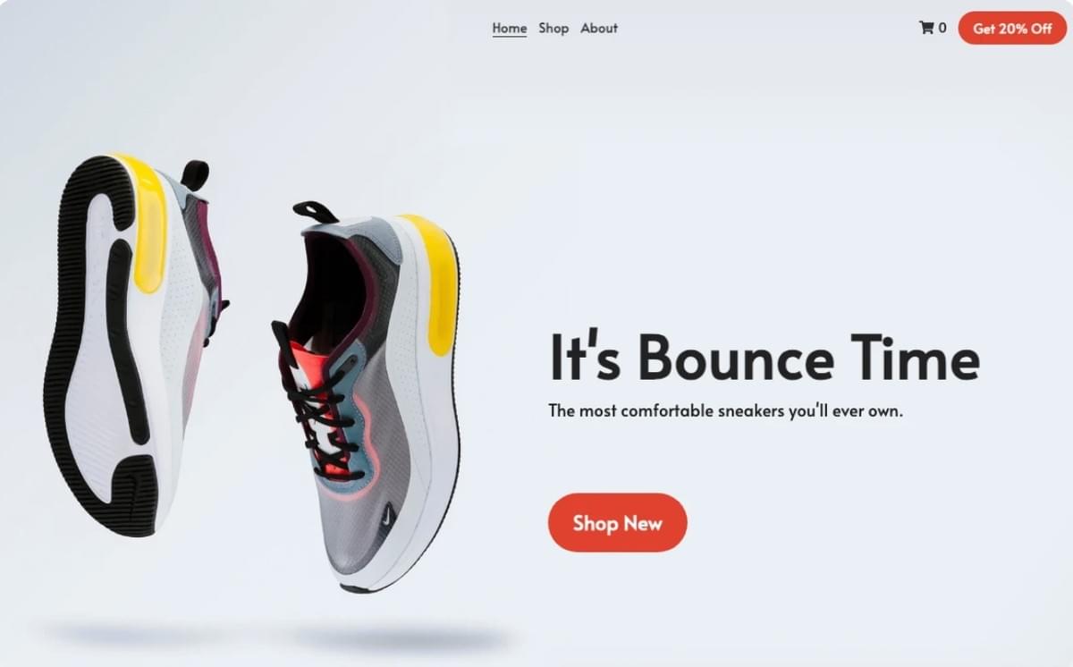 Bounce Time Shop-Vorlage von Strikingly