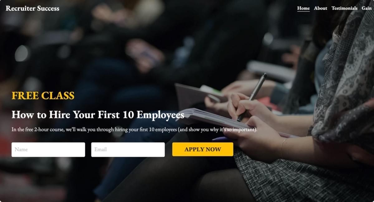 Recruiter Succes Sjabloon van Strikingly