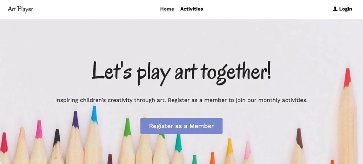 Template Let's Get Creative da Strikingly