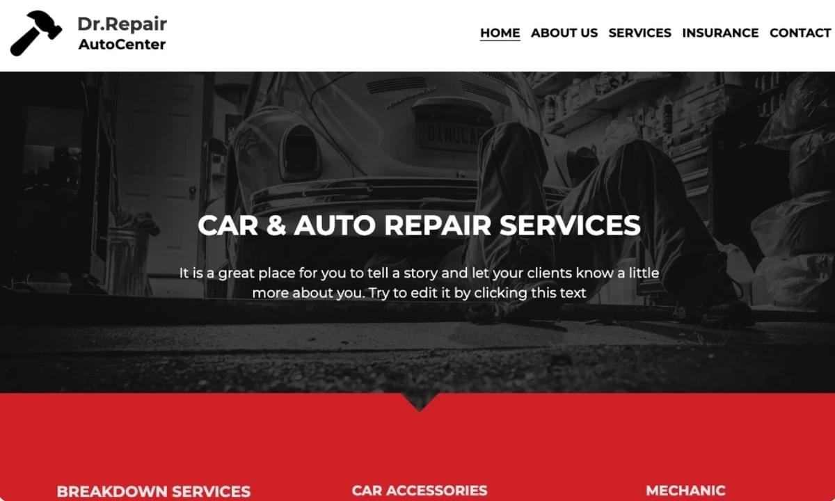 Mechanic-sjabloon van Strikingly