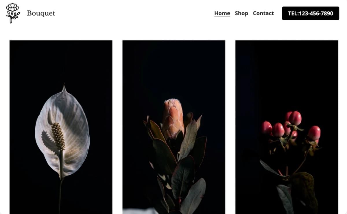 Template da Loja de Bouquet de Strikingly