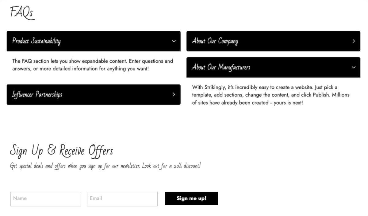 Freshtone-sjabloon van Strikingly