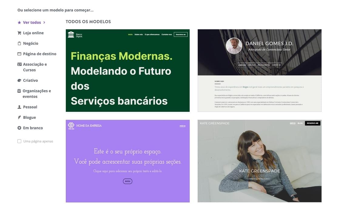 Template de Loja Online da Strikingly