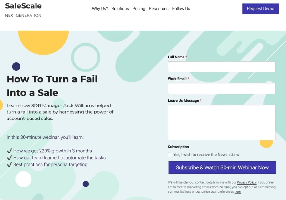 SaleScale Sjabloon van Strikingly