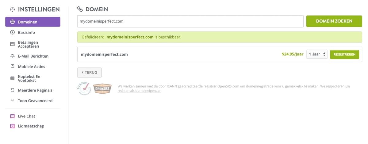 Eigen domeinen van Strikingly