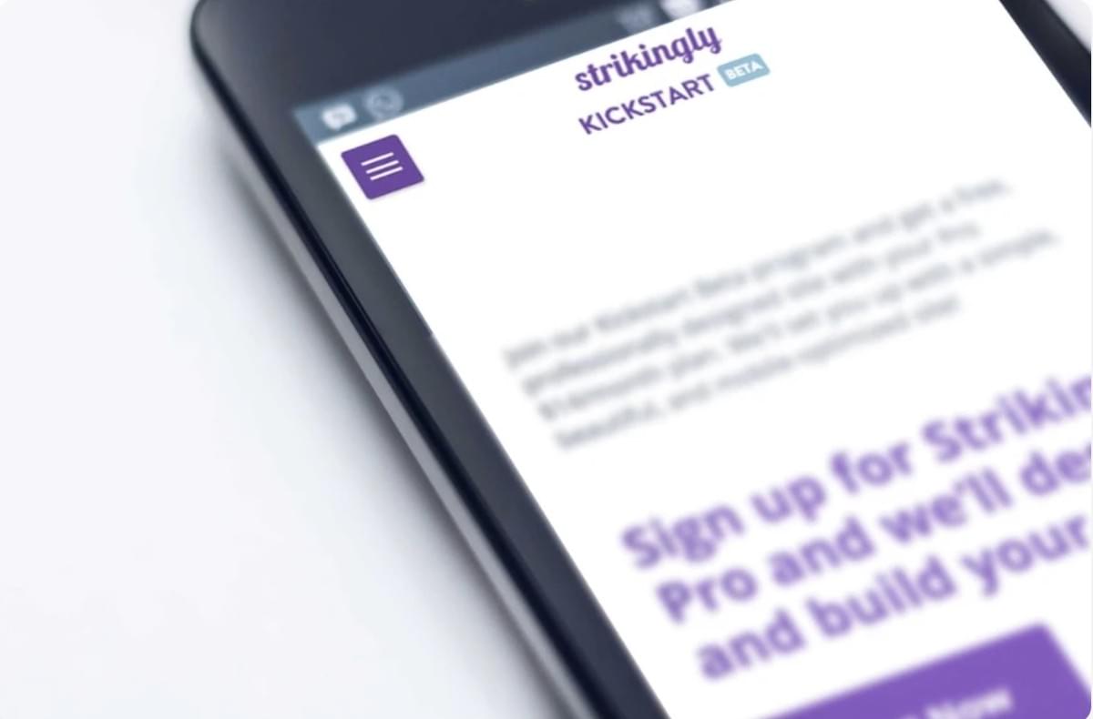 Strikingly Kickstart-Programm auf Mobilgeräten