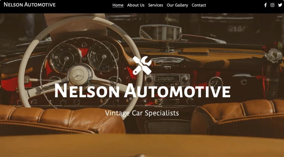 Modelo de Restauração de Carros Antigos da Strikingly