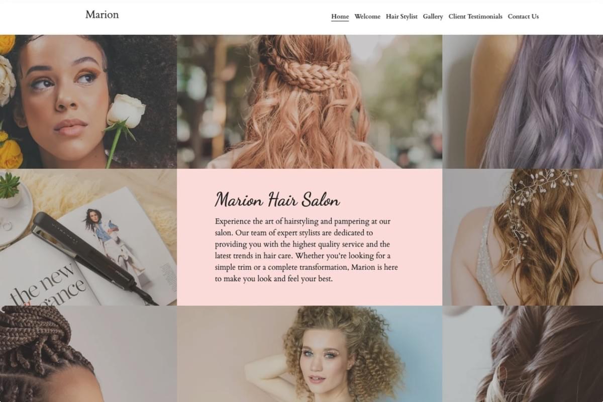 Kapsalon sjabloon van Strikingly