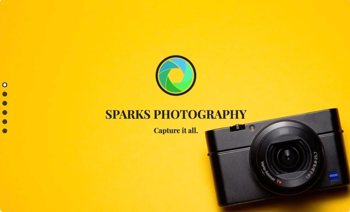 Sparks Fotografie Sjabloon van Strikingly