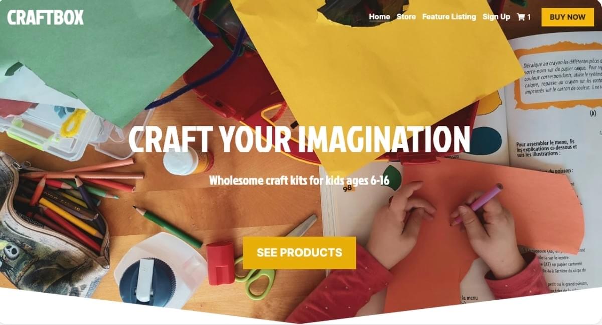 Template CraftBox da Strikingly