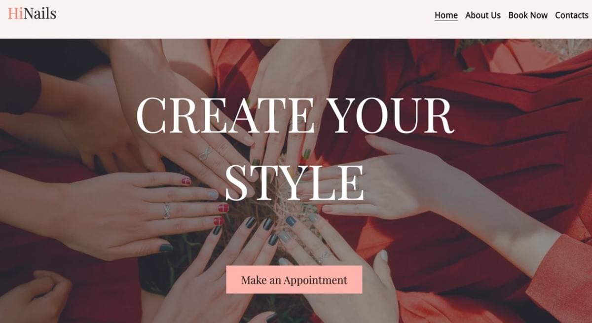 Modelo de Nail Bar da Strikingly