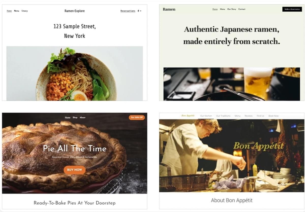 Restaurantsjabloon van Strikingly