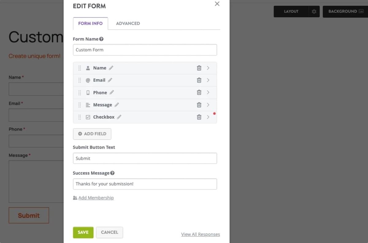 Strikingly Aangepast Formulier voor Enquêtes