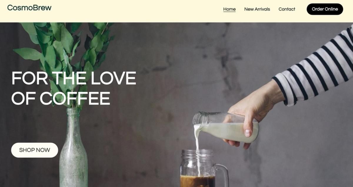 Template de Loja Online CosmoBrew do Strikingly
