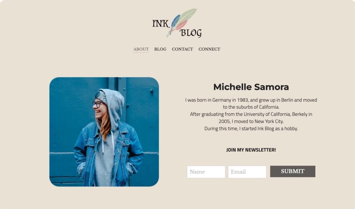 Ink Blog Template van Strikingly