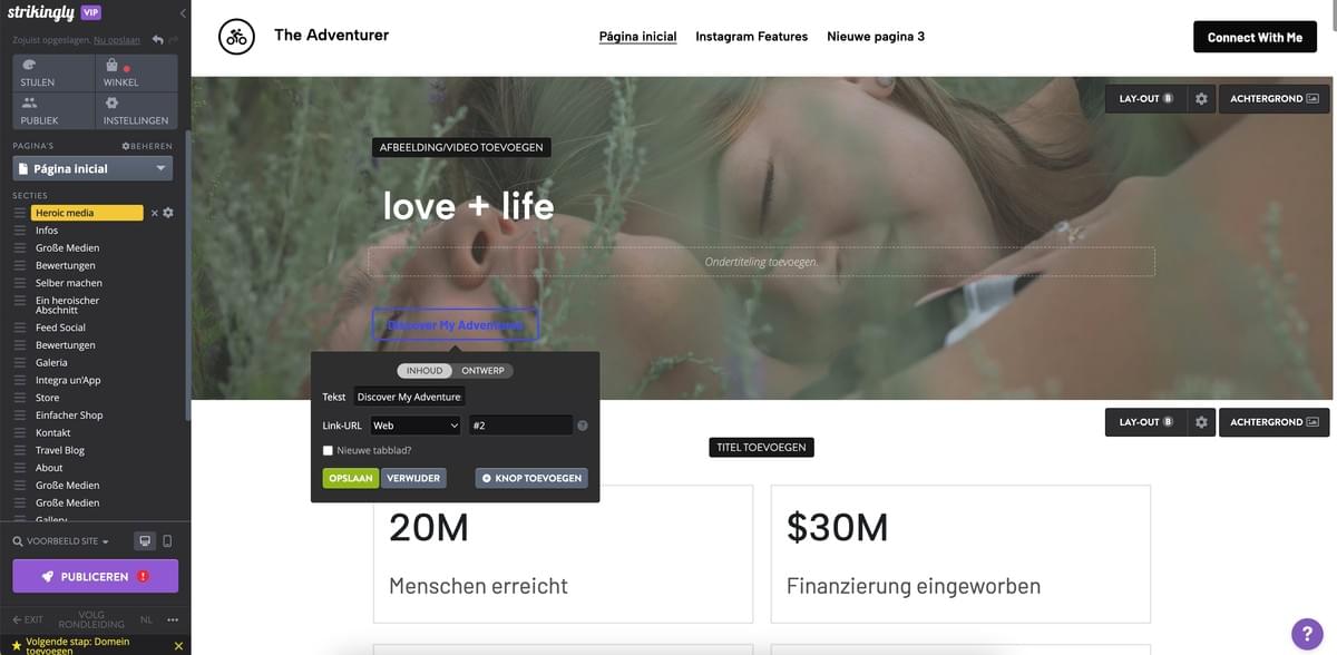 Sjabloon van Strikingly