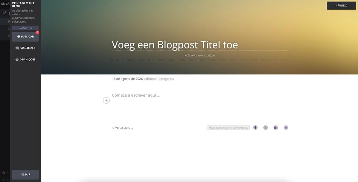 Strikingly Postagem no Blog Editor