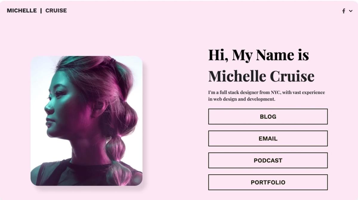 Modelo Michelle Cruise da Strikingly