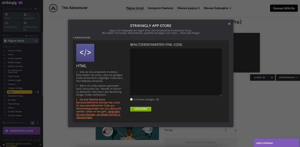 Auffallend HTML-Abschnitt
