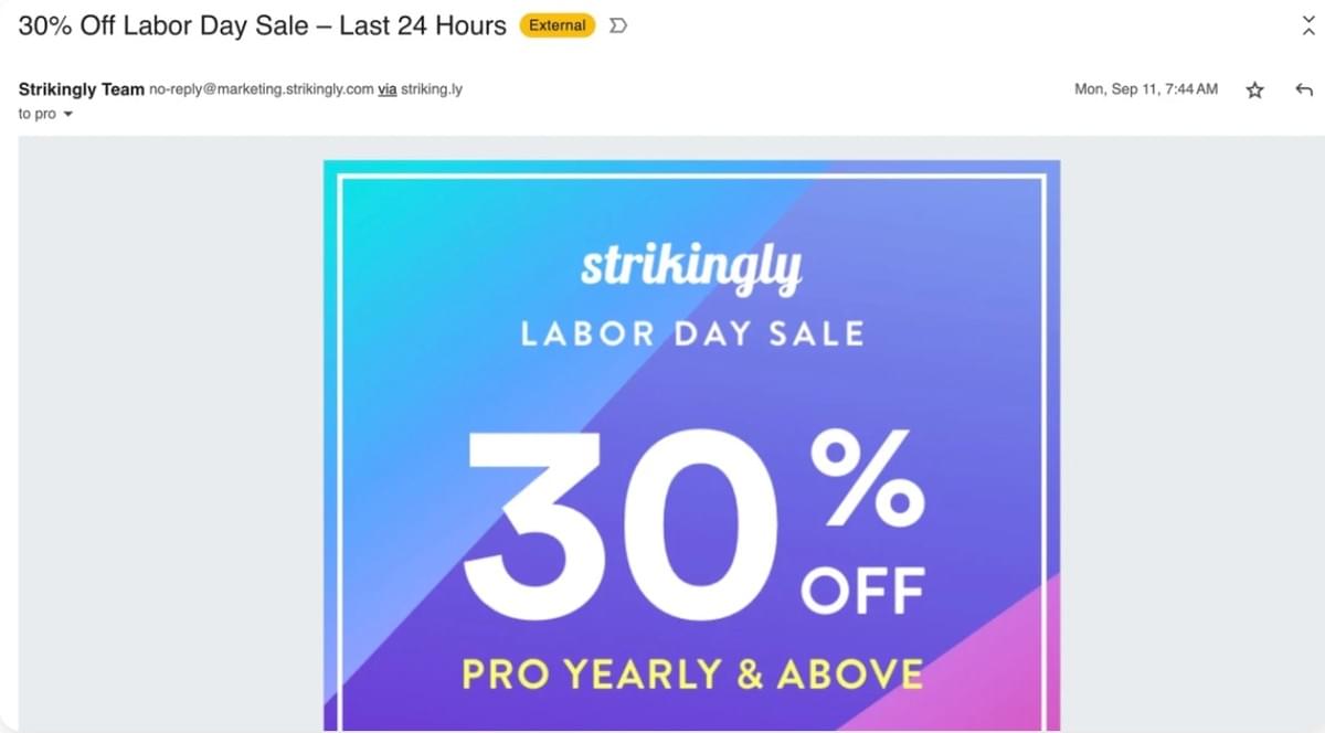Strikingly Verkoop E-mail