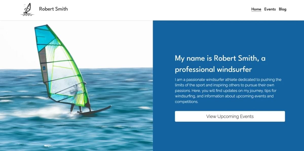 Windsurfer-sjabloon van Strikingly