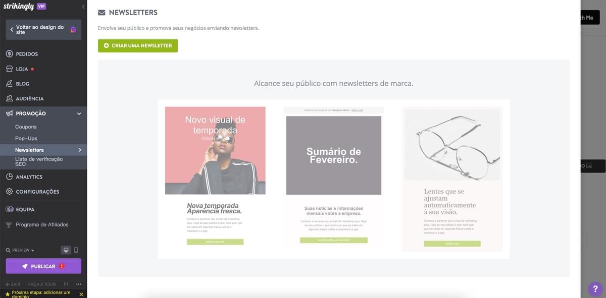 Strikingly Newsletter Recurso