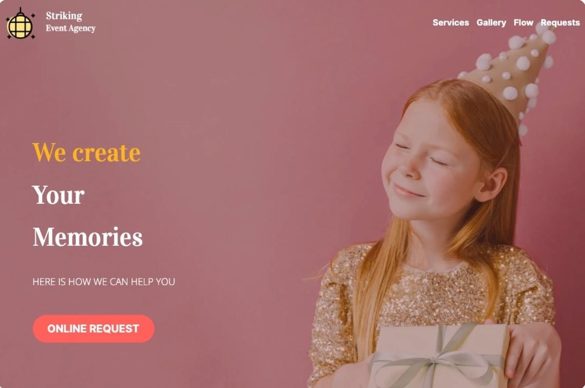 Template de Evento da Strikingly