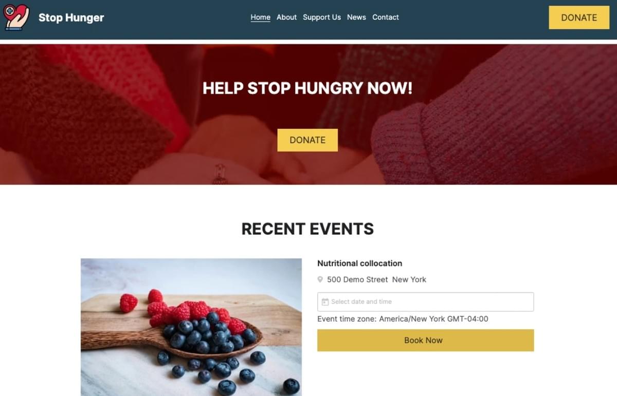 Stop Hunger Fondsenwervingssjabloon van Strikingly