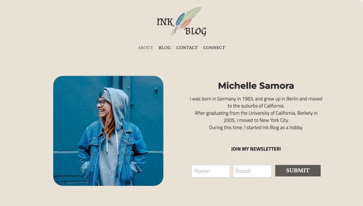 Tinta Blog Template da Strikingly