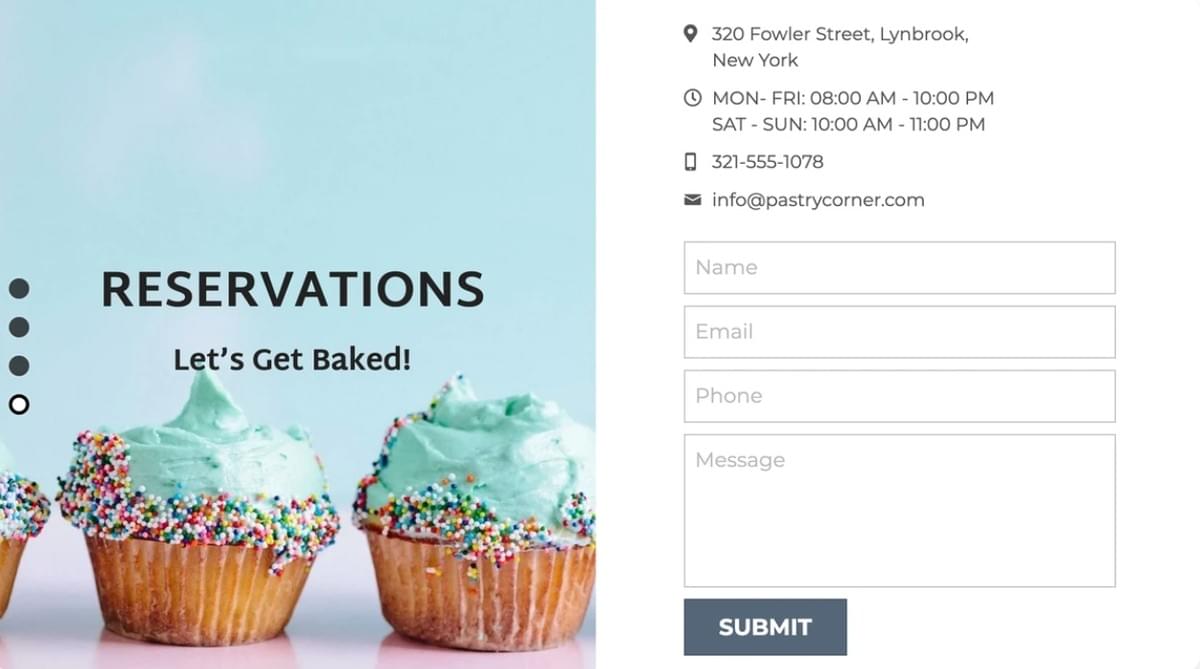 Pastry Corner Template van Strikingly