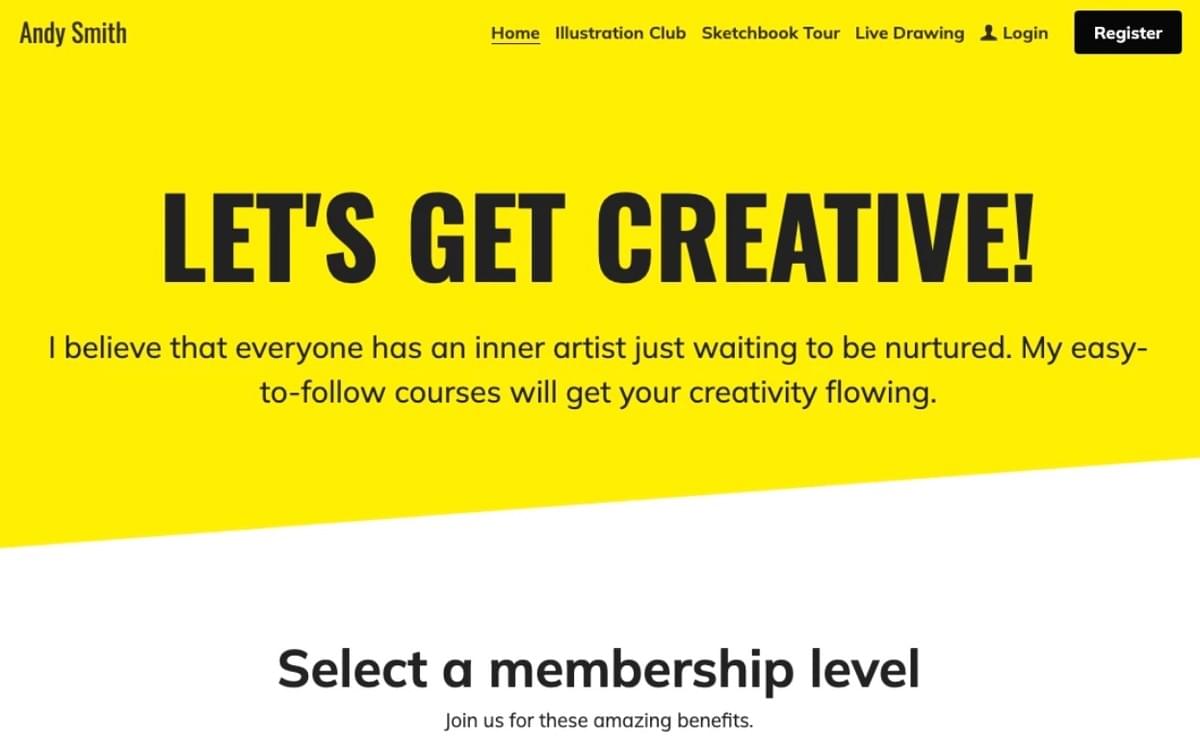 Let's Get Creative-Vorlage von Strikingly