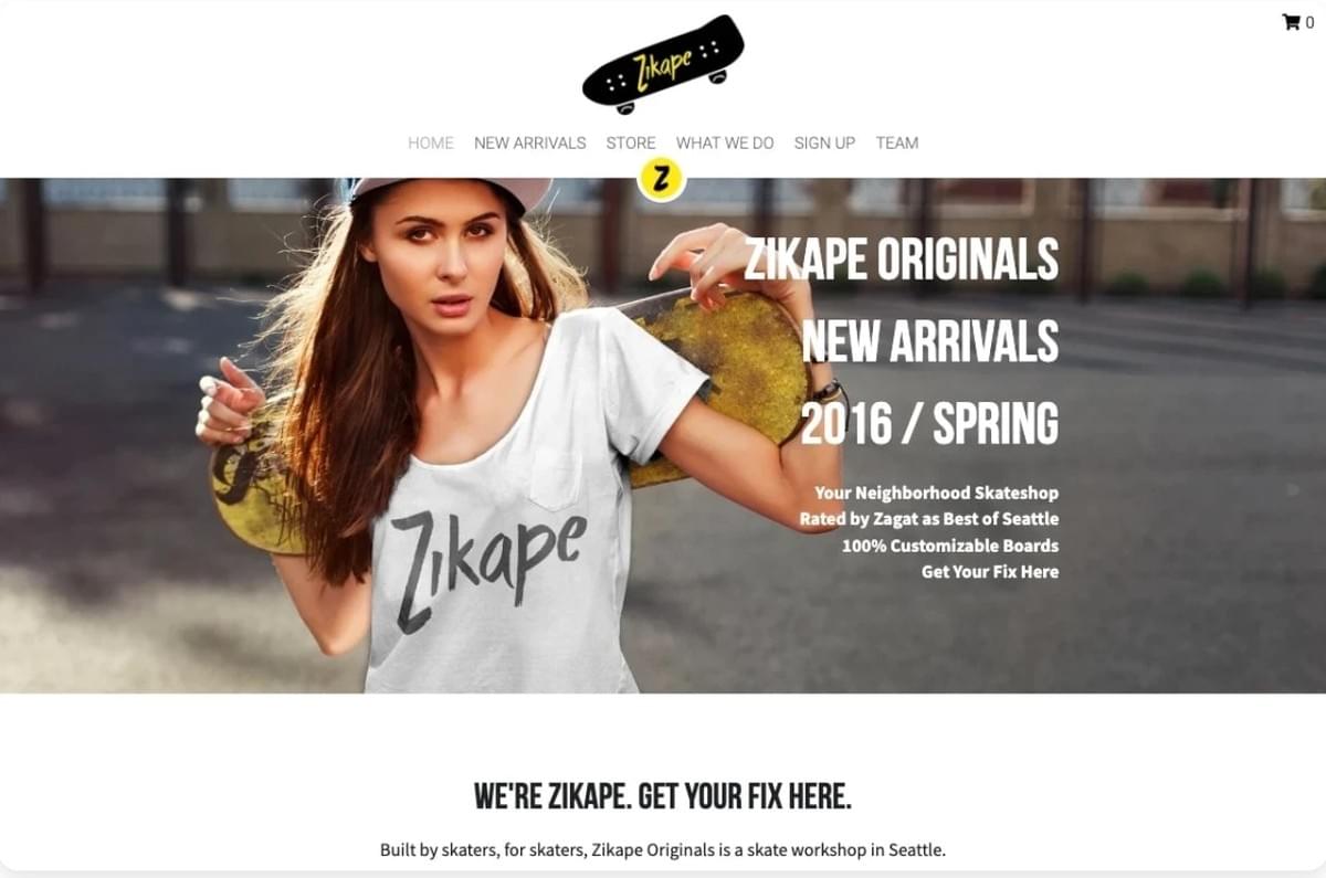 Zikape Winkel Sjabloon van Strikingly