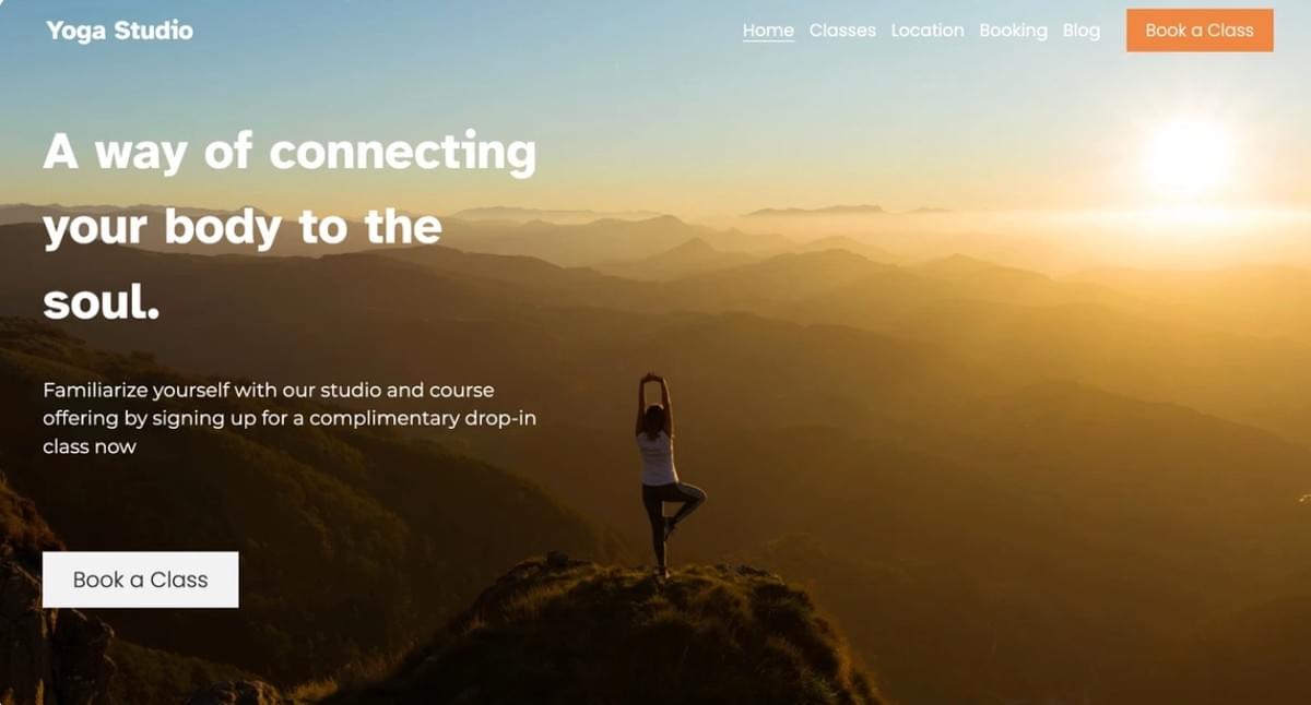 Modelo de Yoga da Strikingly